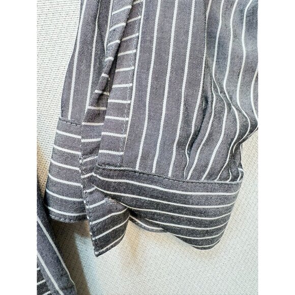 J. Jill Women's Rayon Button Down Shirt Stripe Size L White Gray Long Sleeve - Picture 10 of 13